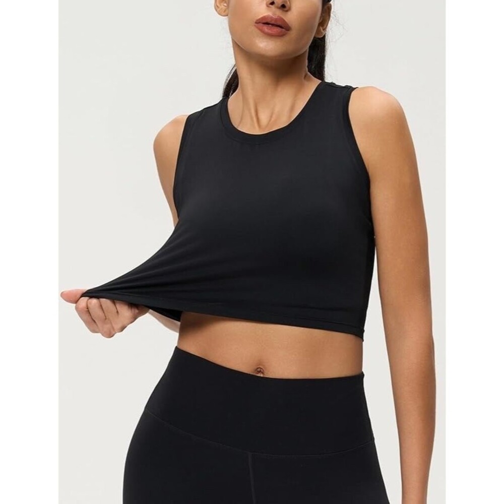 Ajisai Black Cropped Racerback Tank Top Womens XL Workout Athletic Crop New